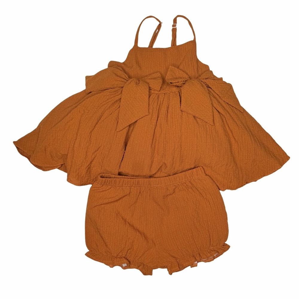 Oh Shana! Burnt Orange Bow Dress And Bloomers Size 2/3